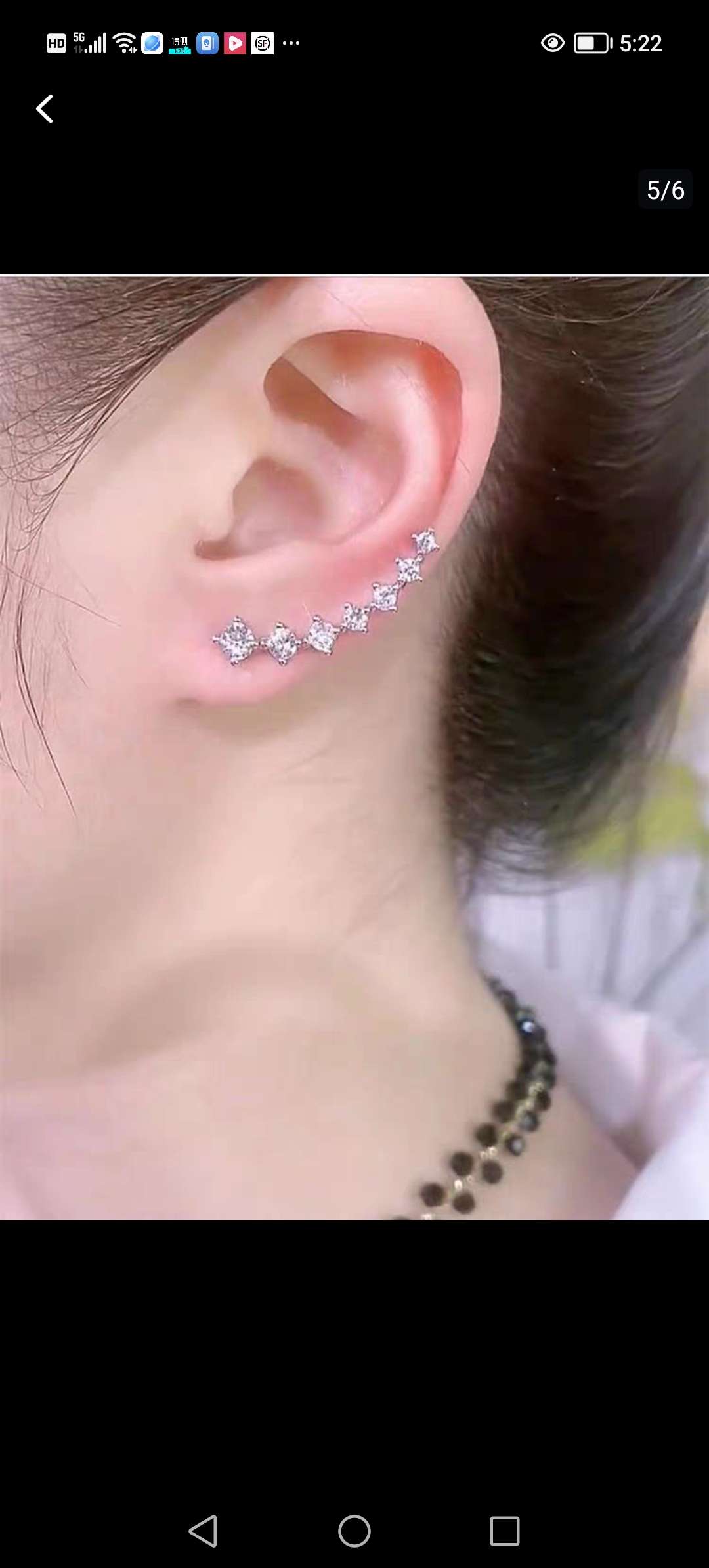 一排式锆石耳环女轻奢小众设计感高级耳钉银针防过敏时尚百搭耳饰详情图2