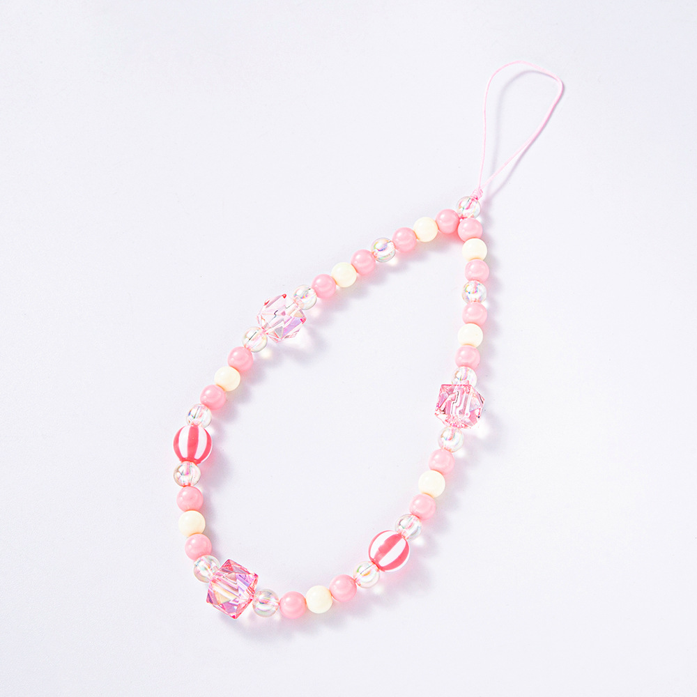 ins acrylic beads, transparent acrylic square string, transparent AB colored beads mobile phone hanger details Picture