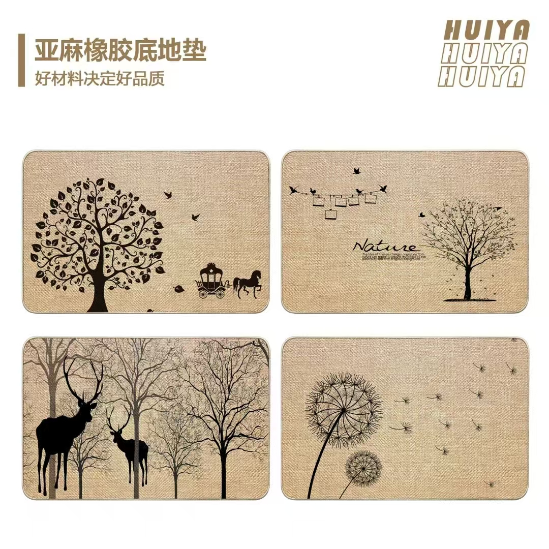 Thin fine linen printed floor mat, anti-slip mat, foot mat, door mat, bathroom mat, kitchen 2-piece set, floor mat, carpet, linen absorbent mat, good quality, multiple patterns, size 38*58CM details Picture