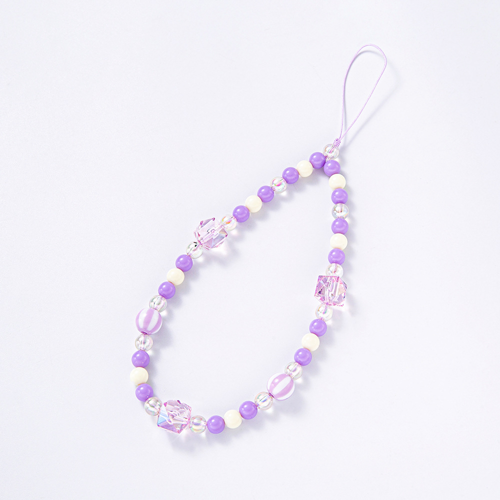 ins acrylic beads, transparent acrylic square string, transparent AB colored beads mobile phone hanger Item Picture