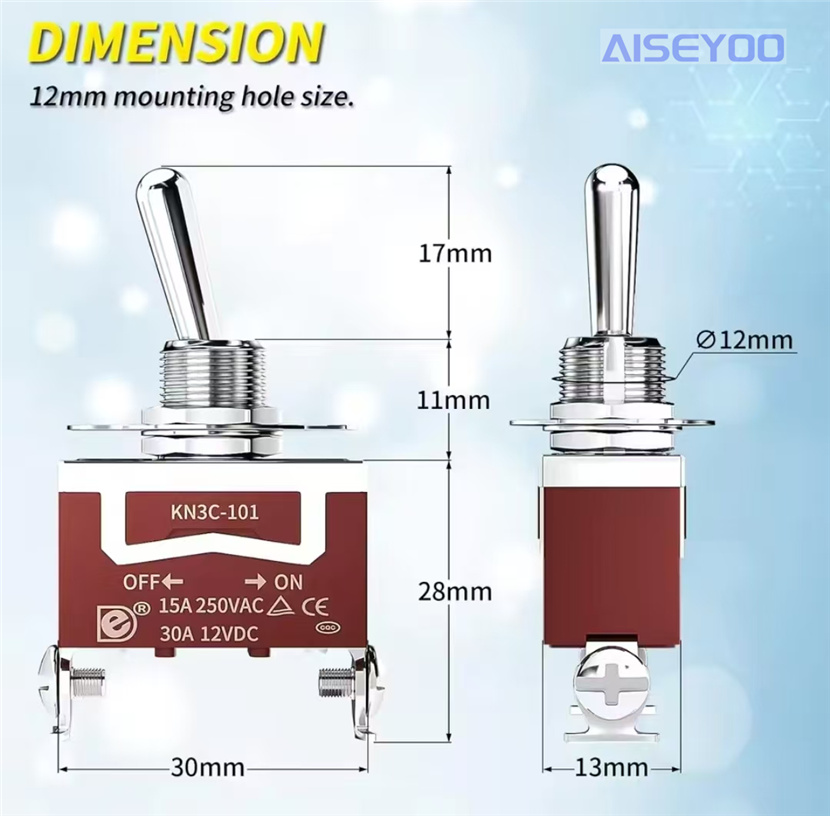 Rocker arm switch KN3C-101 toggle switch 2/3 pin 2/3 position double reset instantaneous switch rocker toggle switch knob switch Application Scenario