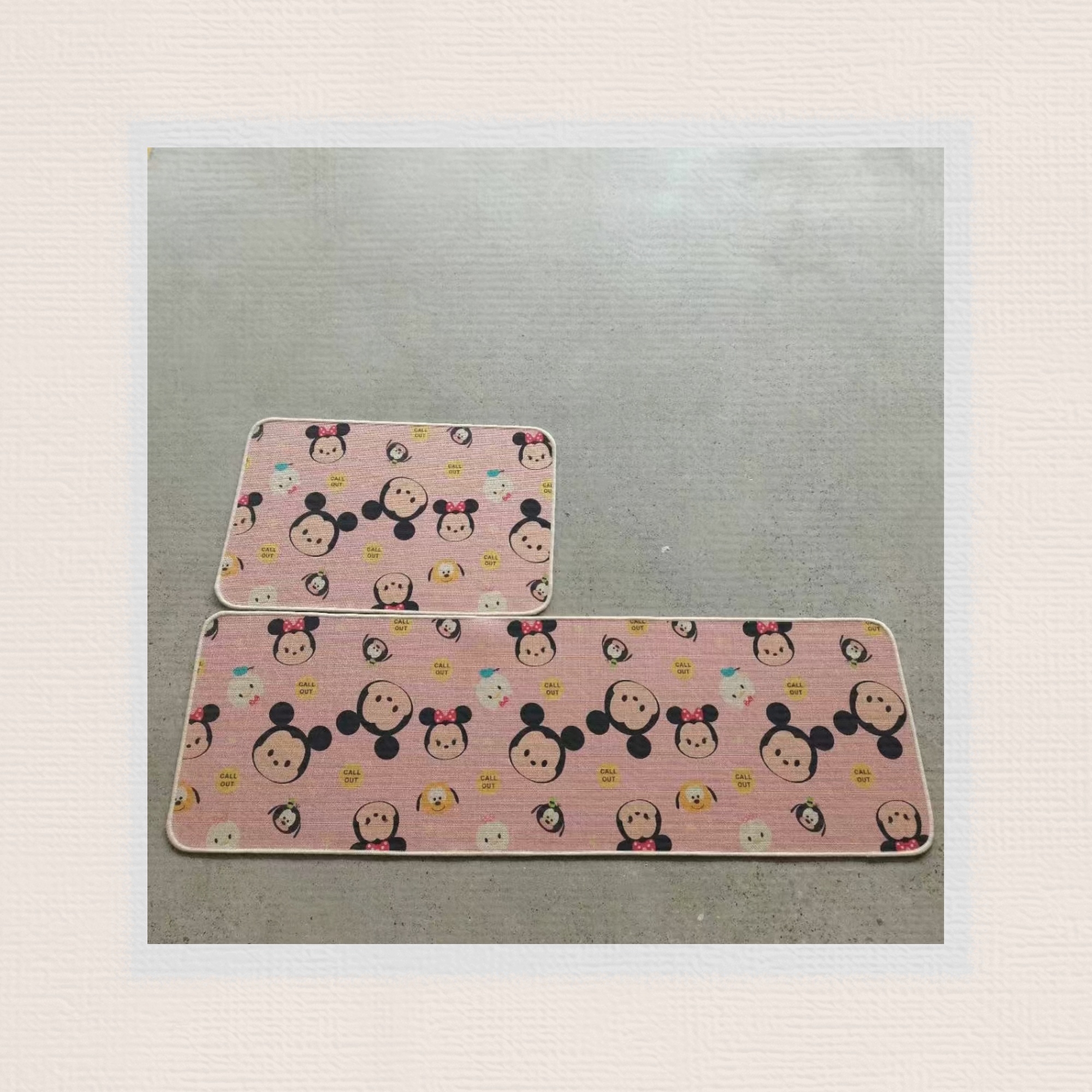 Thin fine linen printed floor mat, anti-slip mat, foot mat, door mat, bathroom mat, kitchen 2-piece set, floor mat, carpet, linen absorbent mat, size 38*58+38*118CM full figure