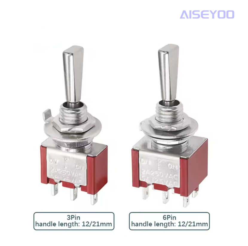 6MM small socket toggle switch MTS 101/102/103/202/203 2/3 position rocker arm toggle switch red flat handle toggle switch details Picture