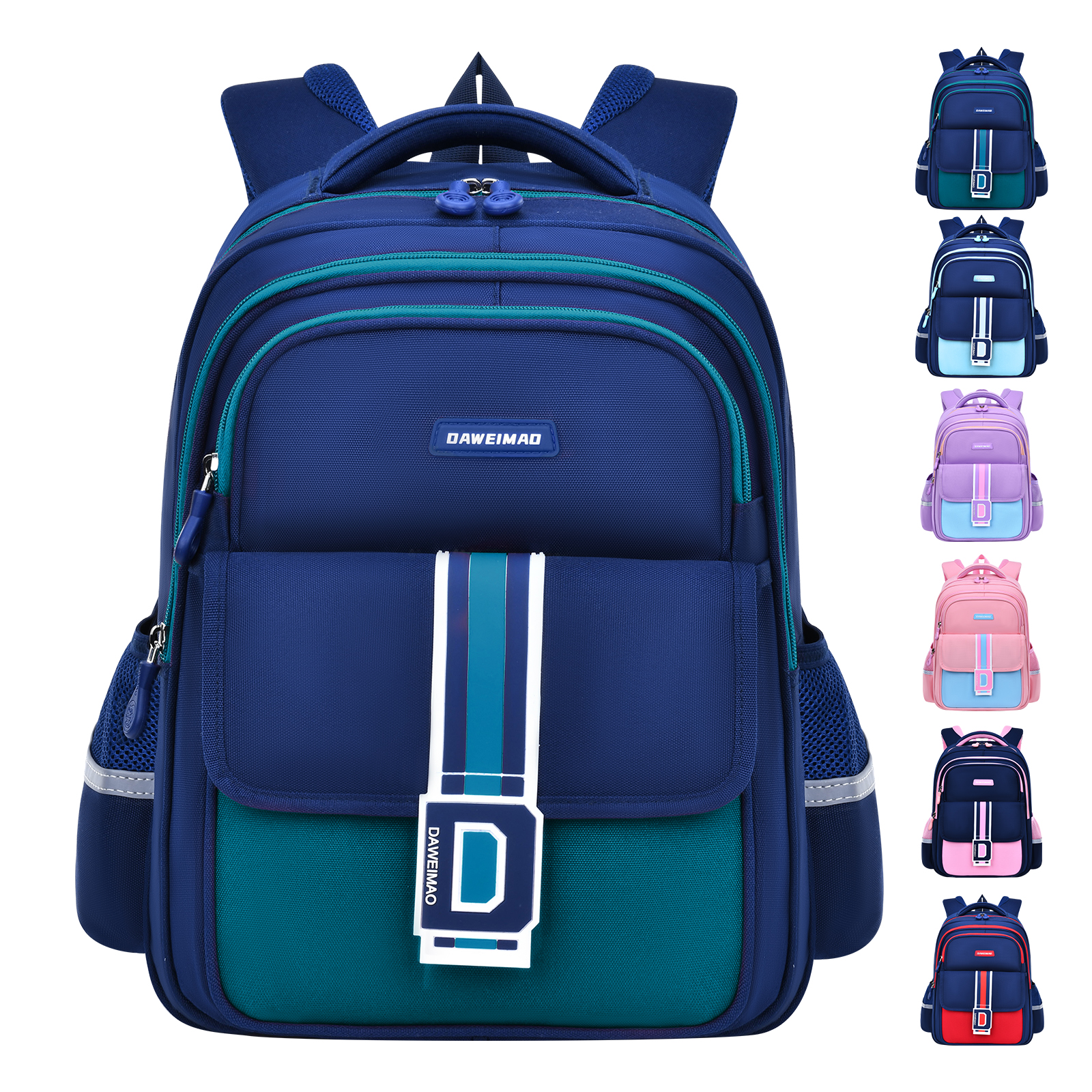 Simple and fashionable color-blocking letter print backpack, zipper closure, student backpack, travel backpack, outdoor casual bag, casual large-capacity schoolbag, student spine support, pressure-reducing, tear-resistant, waterproof and wear-resistant schoolbag