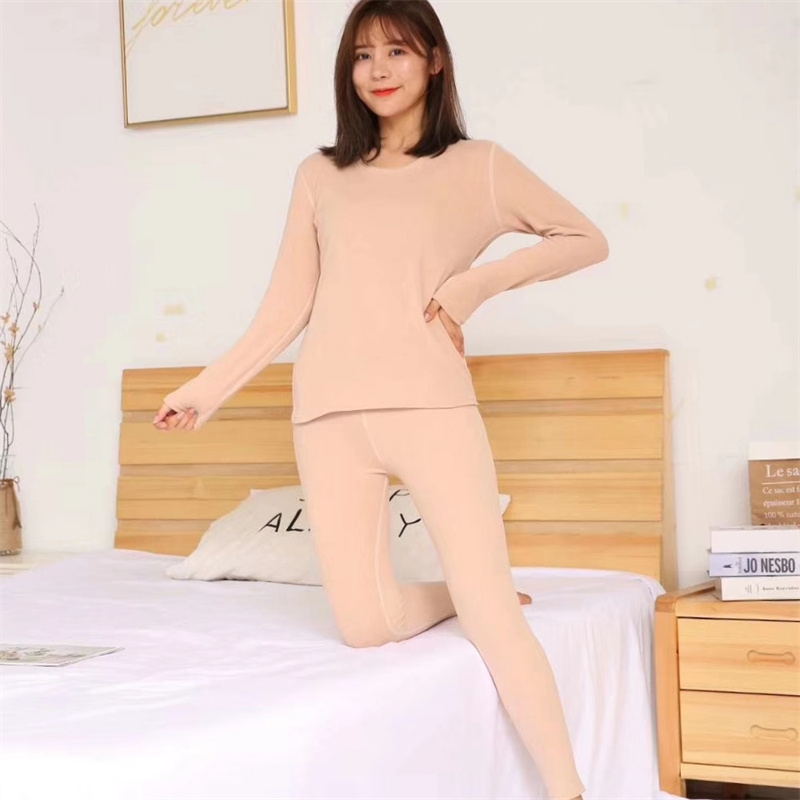 秋冬款山羊绒蚕丝保暖内衣套装加绒加厚秋衣秋裤女士内衣保暖衣国潮