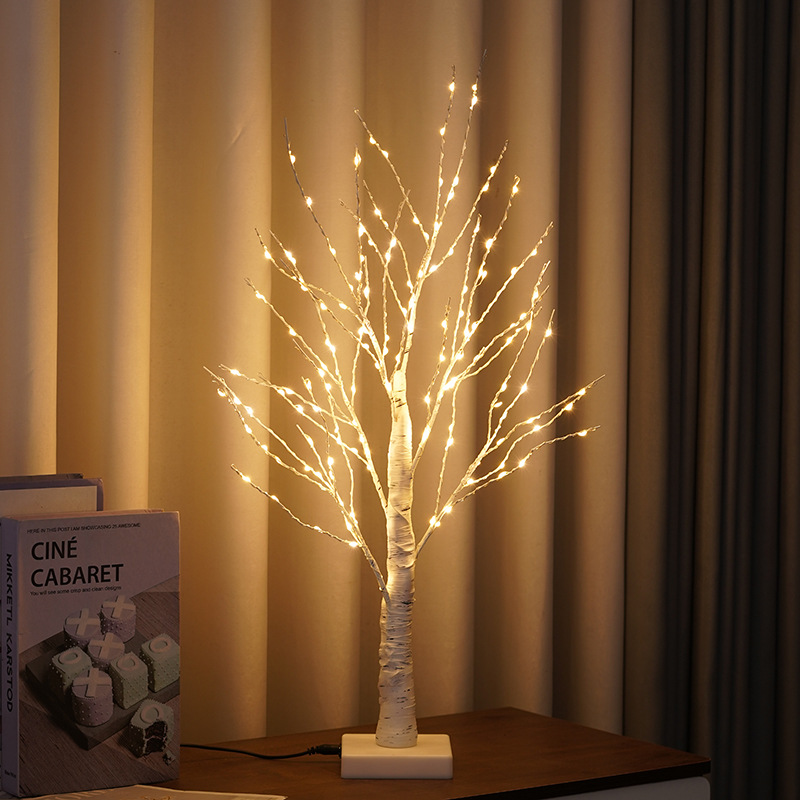 跨境led圣诞彩灯白桦树灯彩蛋树灯房间礼物装饰户外万圣节仿真树圣诞灯饰详情图2