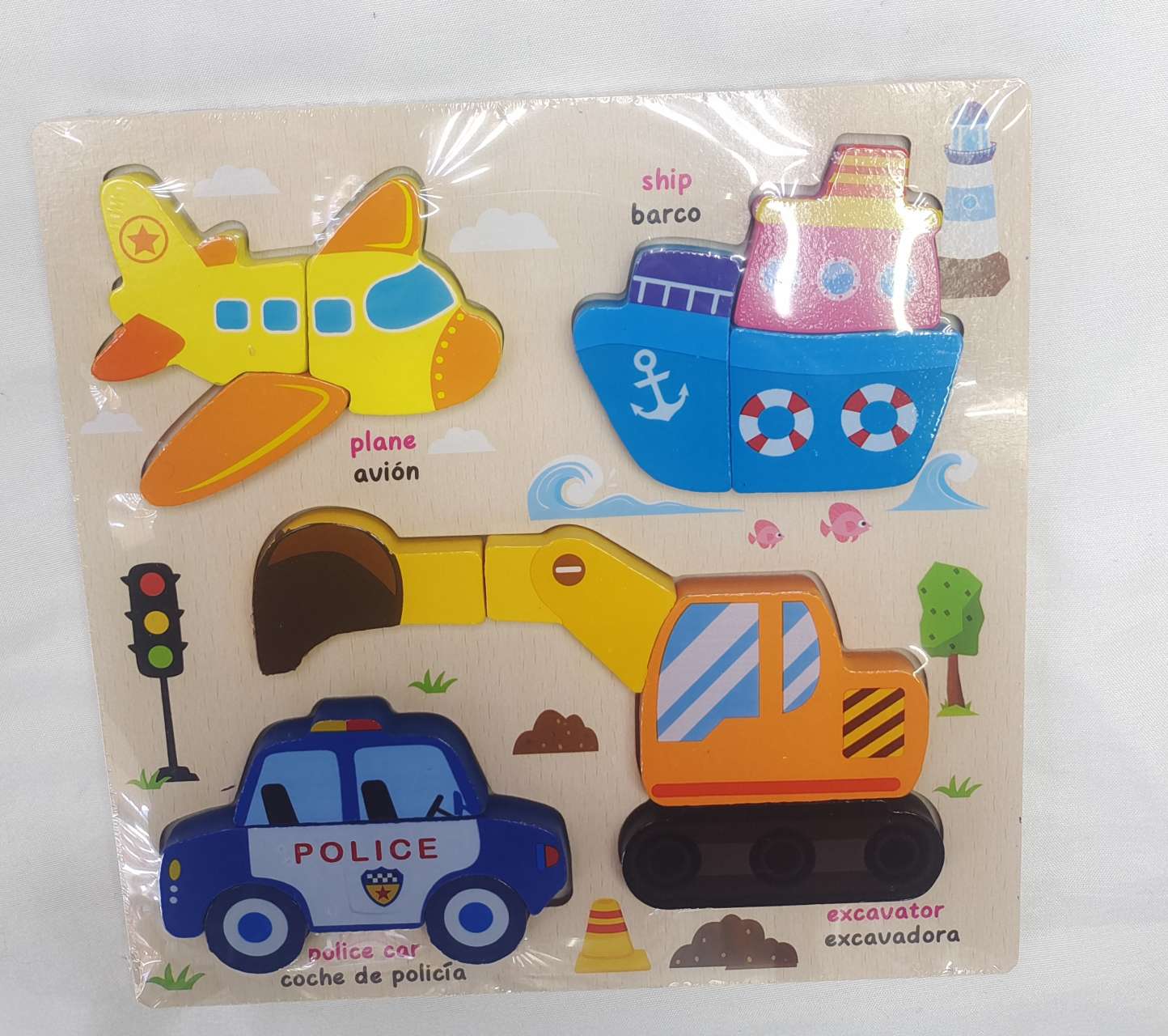 Baby jigsaw puzzles 0 to 3 years old 1 Children's three-dimensional board early education and intelligence toys 2 Wooden Montessori matching building block Jigsaw puzzles Children's cartoon wooden jigsaw puzzles details Picture
