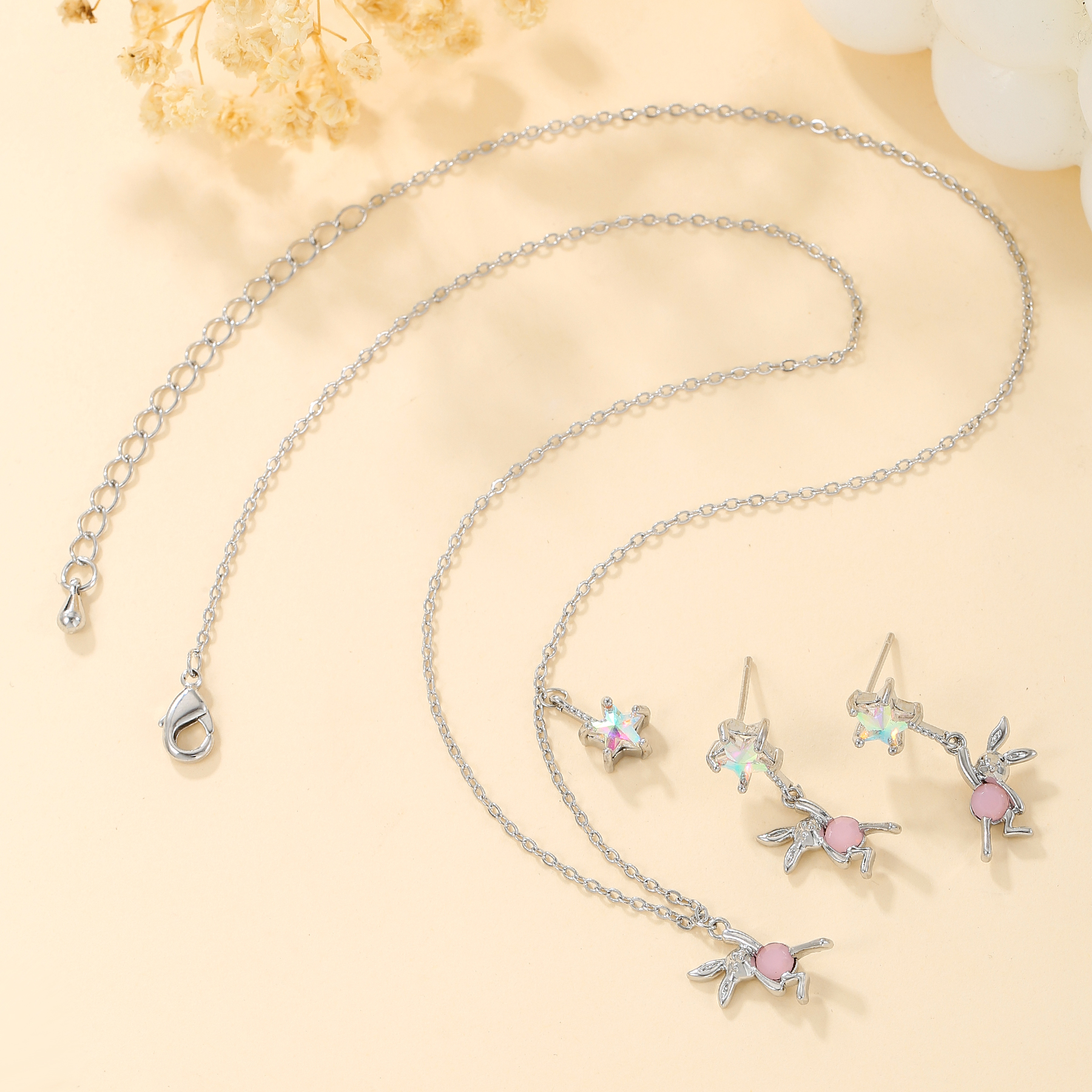 亚马逊马眼吊坠项链套装女铜镀 ins网红同款首饰品