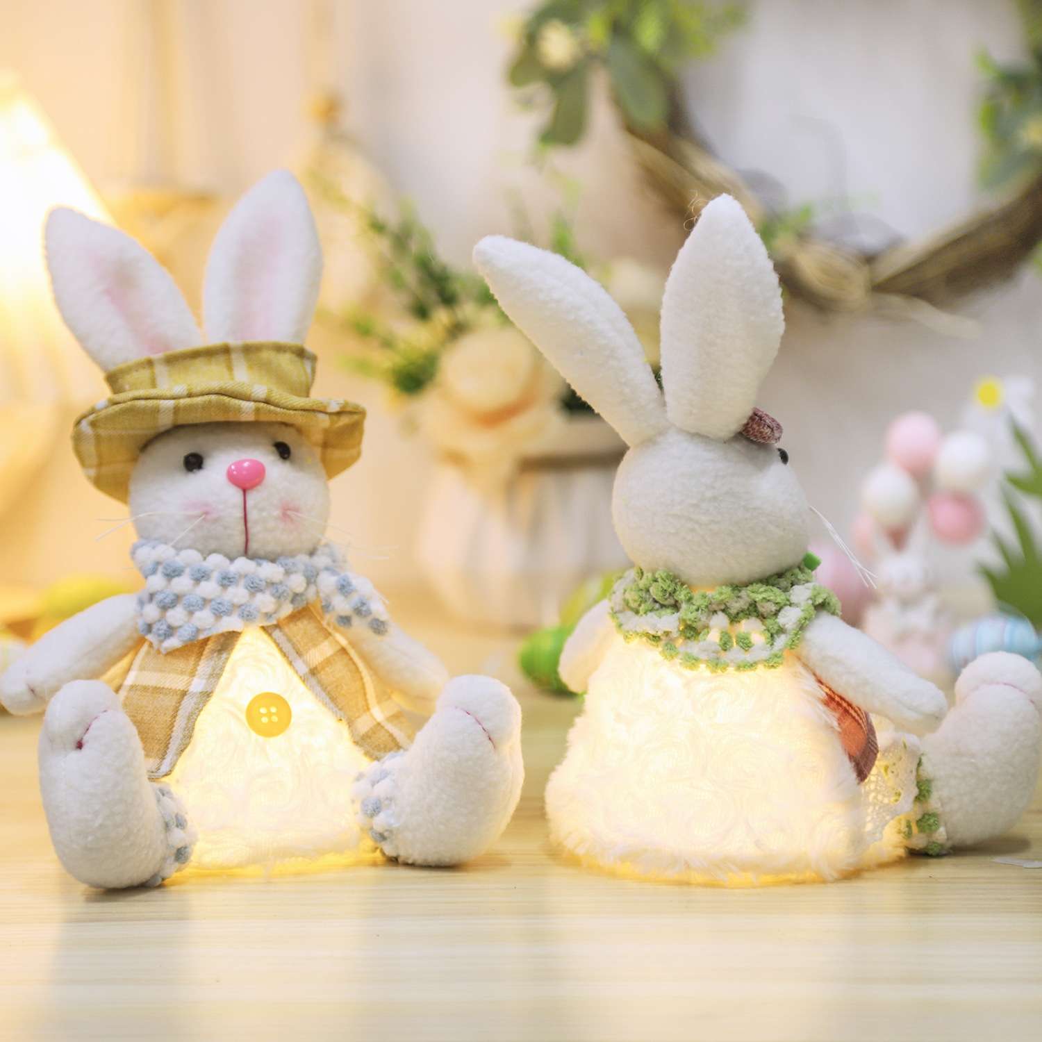 复活节装饰品新款发光兔子玩偶坐姿公仔摆件创意家居桌面装扮道具 细节图