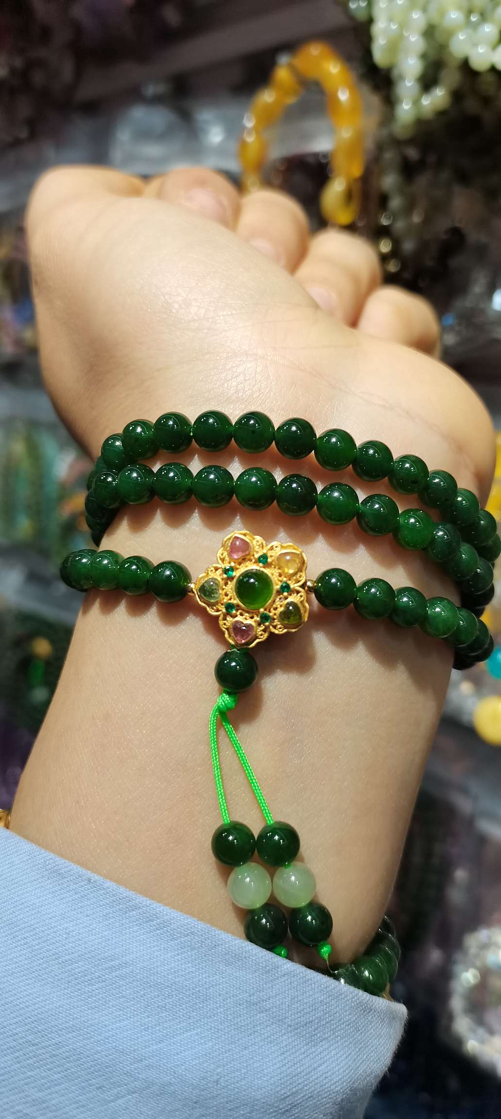 6mm碧玉款搭配S925配件手链国潮系列