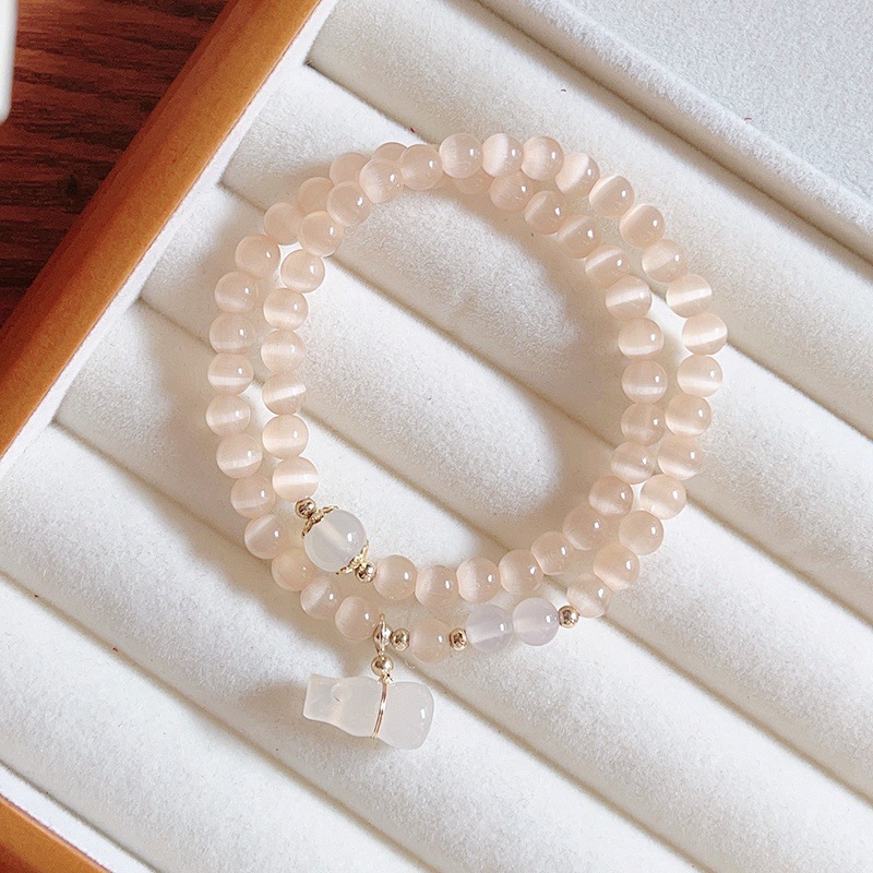 猫眼石手链ins醒狮手链名族风小众设计简约手串男女情侣款送闺蜜高含量原矿朱砂手串女天然紫金砂白月光猫眼石珠手链情侣一