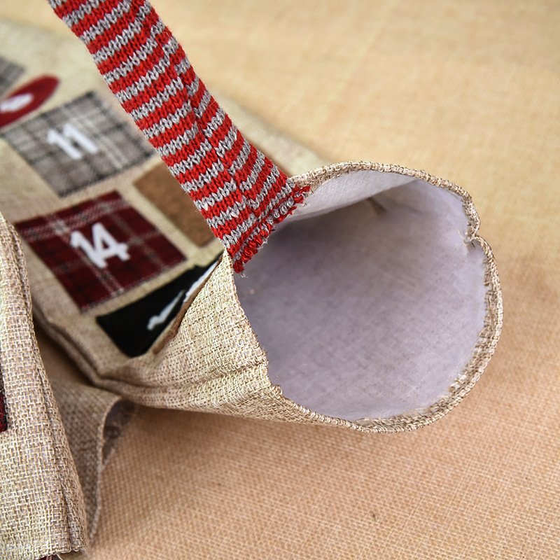 新款圣诞节装饰品麻布机绣森林人挂历鲁道夫创意倒计时挂历 圣诞袜装饰品详情图4