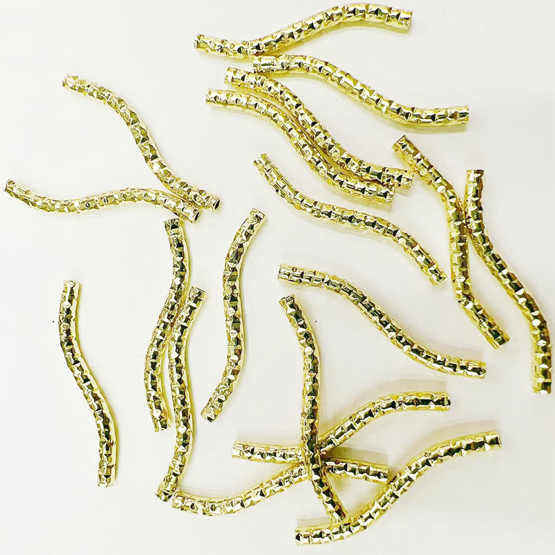 DIY accessory material wholesale, 2*25 batches of copper-plated flower S-tube imitation gold curved bracelet, curved tube accessories, clothing accessory accessories Specification image