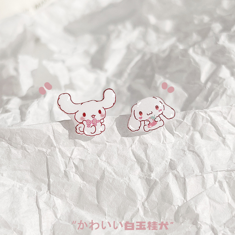 Asymmetrical cinnamon dog ear clips, no ear holes, earrings for female students, Korean version, simple plastic needle, silver needle ear studs, super fairy magnet magnetic ear studs, earrings Item Picture