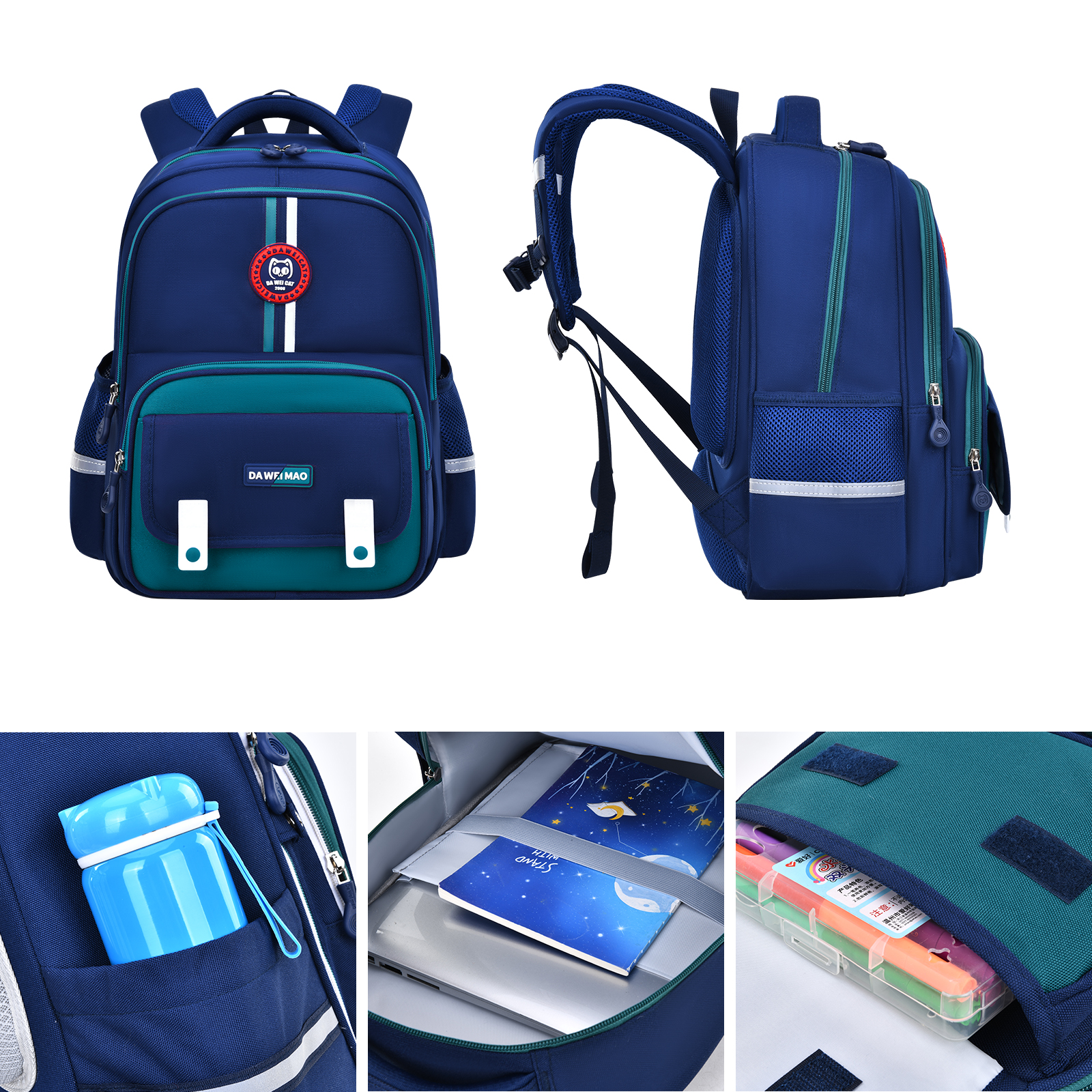 Large-capacity layered design backpack, classroom-specific back-protecting schoolbag, dual-purpose student schoolbag for outdoor travel, lightweight and waterproof design, multi-functional compartments details Picture