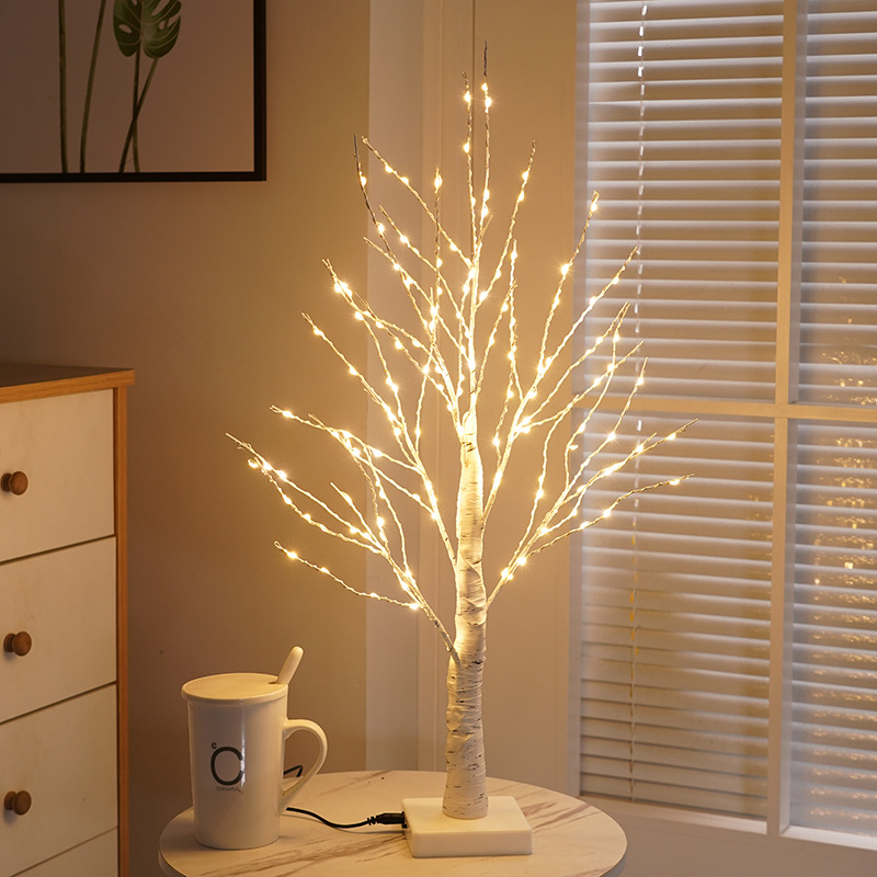 跨境led圣诞彩灯白桦树灯彩蛋树灯房间礼物装饰户外万圣节仿真树圣诞灯饰详情图8