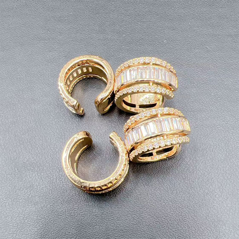 Hot-selling cross-border brass real gold zircon elegant ear bone clips, ins unique, fashionable and retro design earrings for women details Picture