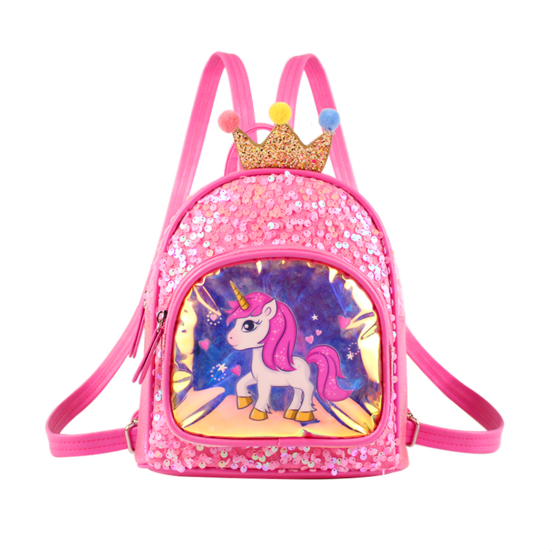 Big-tailed cat unicorn crown, dazzling sequins, cute, trendy and fashionable kindergarten item, girls' backpack