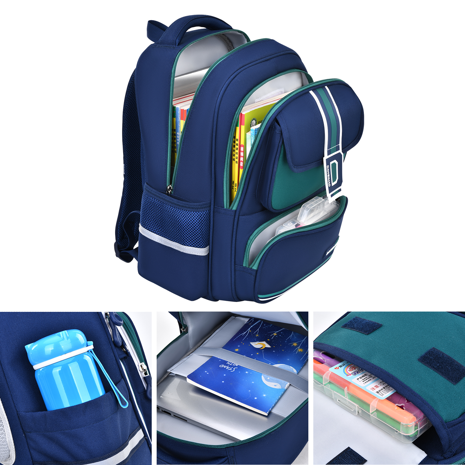 Lightweight and large-capacity, British-style student schoolbag, simple and fashionable color-blocking letter printed backpack, a must-have item for campus trends, combining fashion and functionality, with waterproof design and multi-functional compartments Application Scenario