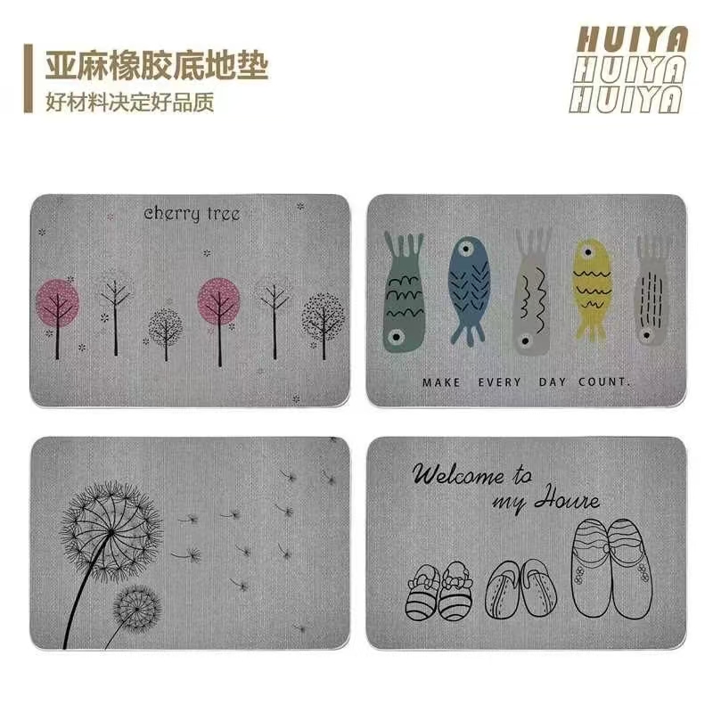 Thin fine linen printed floor mat, anti-slip mat, foot mat, door mat, bathroom mat, kitchen 2-piece set, floor mat, carpet, linen absorbent mat, good quality, multiple patterns, size 38*58CM Specification drawing