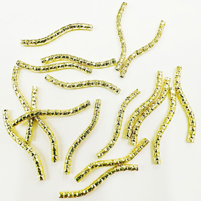 DIY accessory material wholesale, 2*25 batches of copper-plated flower S-tube imitation gold curved bracelet, curved tube accessories, clothing accessory accessories Application Scenario