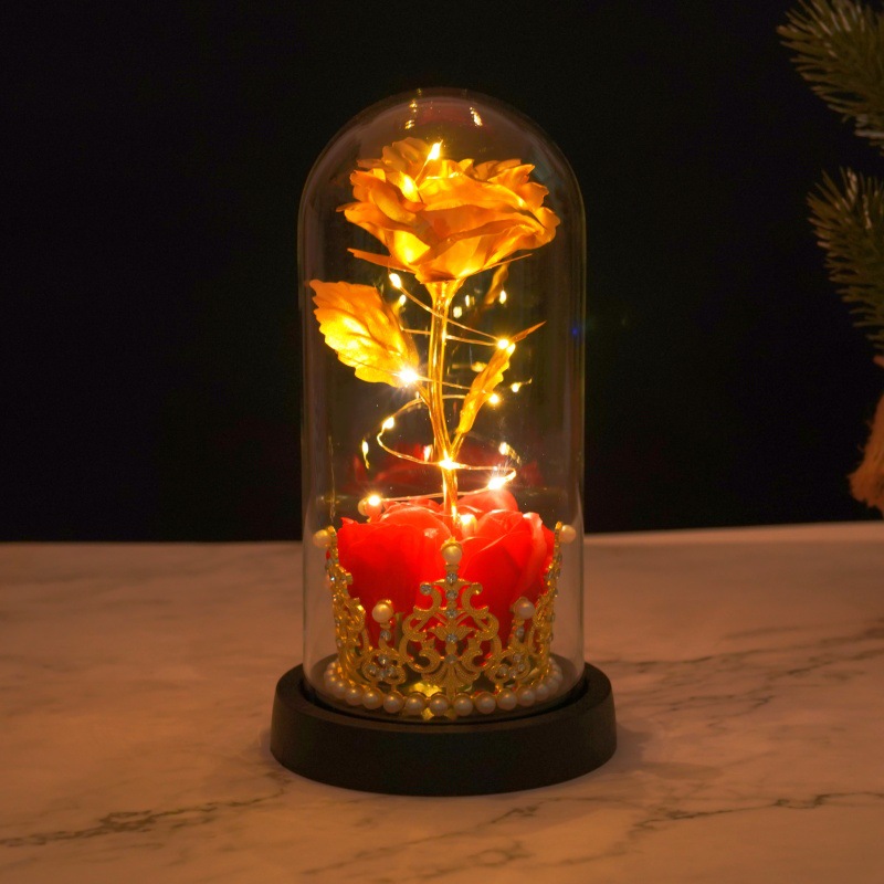 厂家直销永生花摆件 水晶花 小夜灯 情人节礼物图