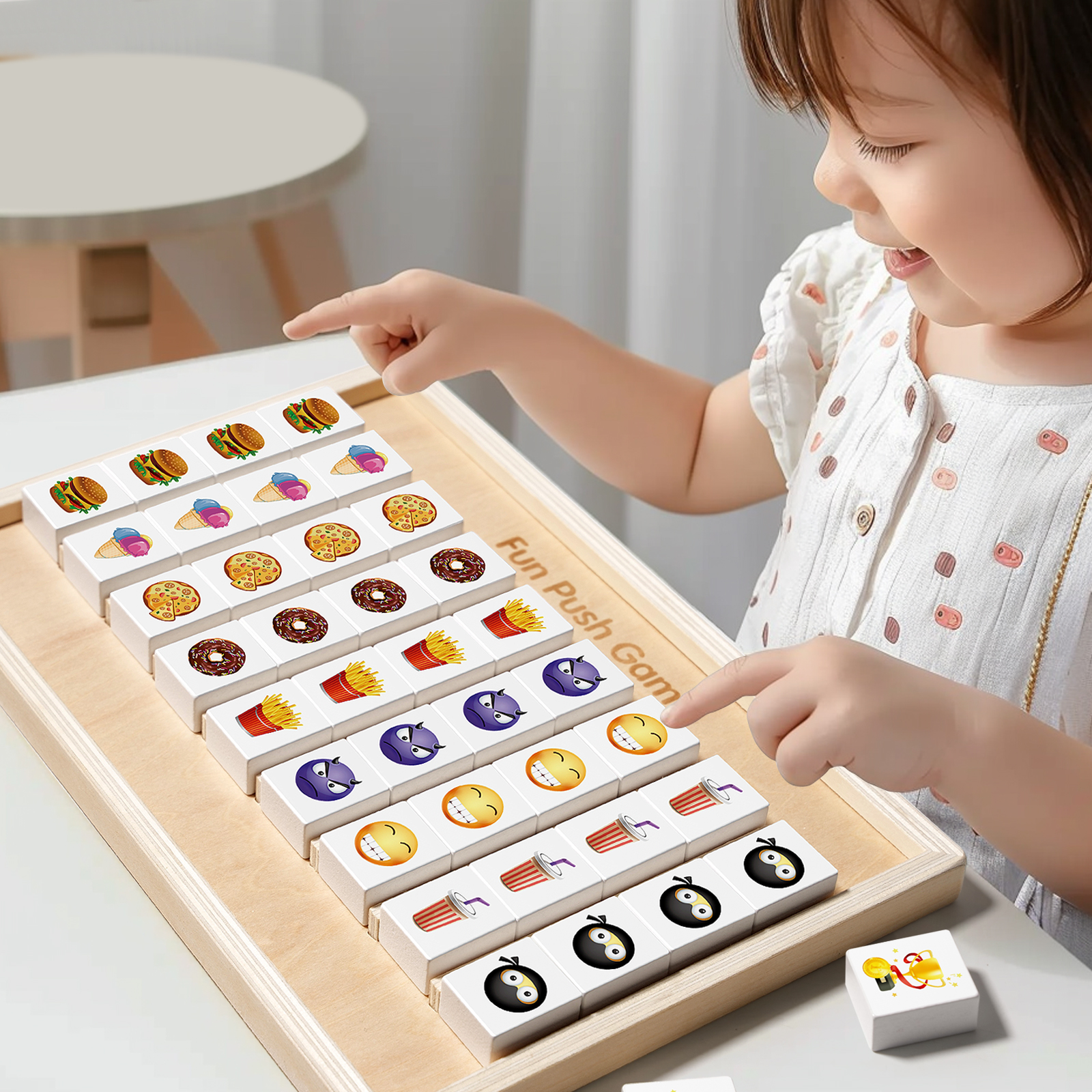 Children's wooden push music elimination music early education board game boys and girls puzzle early education happy love to eliminate fighting toys details Picture
