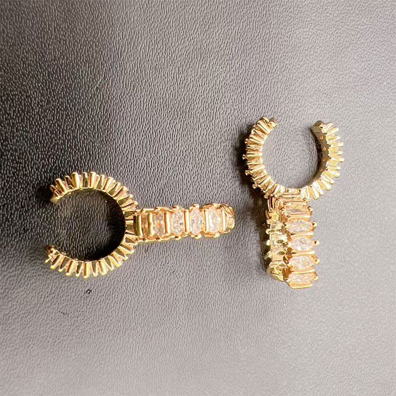 气质耳骨夹ins个性时尚复古设计感耳饰女热销跨境黄铜真金锆石