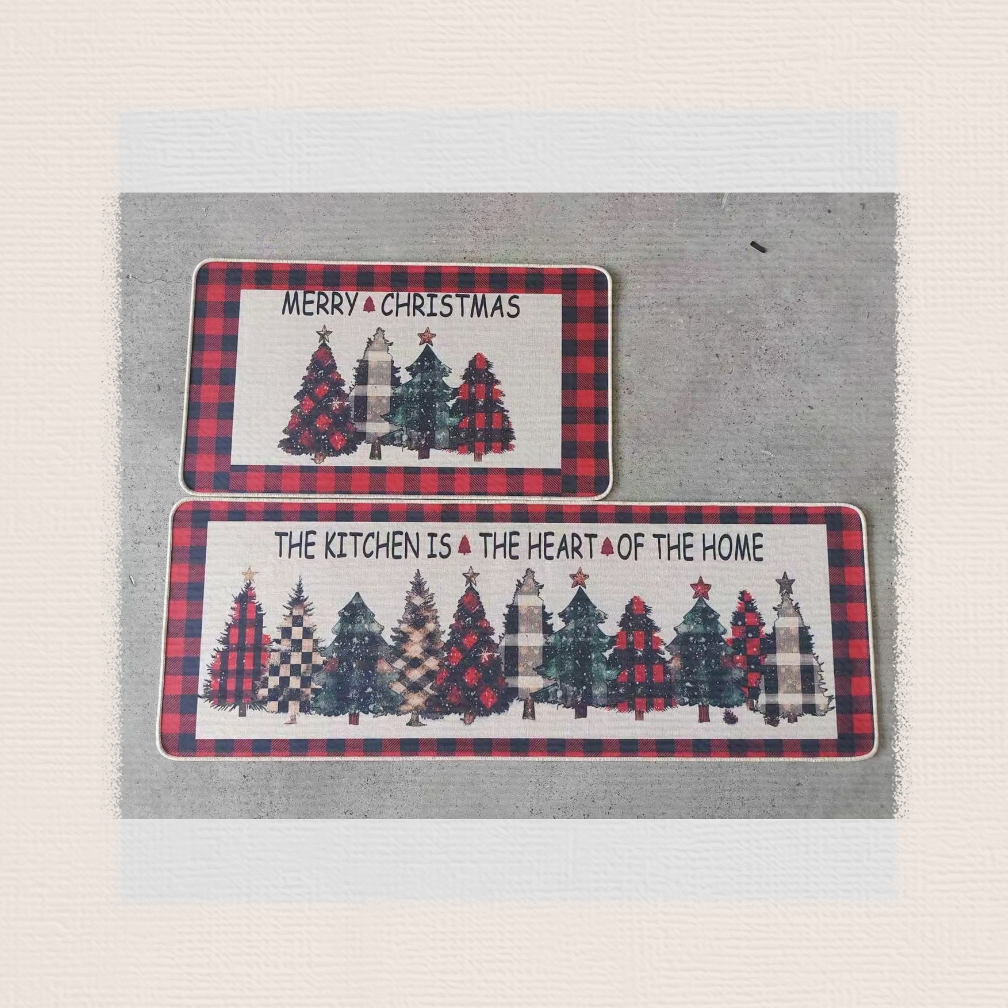 Thin fine linen printed floor mat, anti-slip mat, foot mat, door mat, bathroom mat, kitchen 2-piece set, floor mat, carpet, linen absorbent mat, size 38*58+38*118CM details Picture