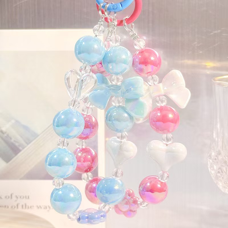 Creative and exquisite small flower-shaped mobile phone chain, mobile phone pendant, keychain decoration, beaded chain, mobile phone lanyard Specification image
