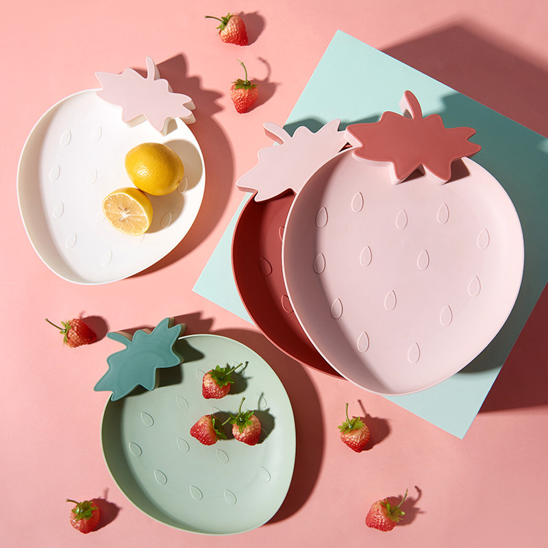 F19-01 Strawberry Fruit Plate, Creative Fruit Plate, Dessert Inventory, Heart Plate, European-Style Dried Fruit Plate, Nut Plate, Shaped Plastic