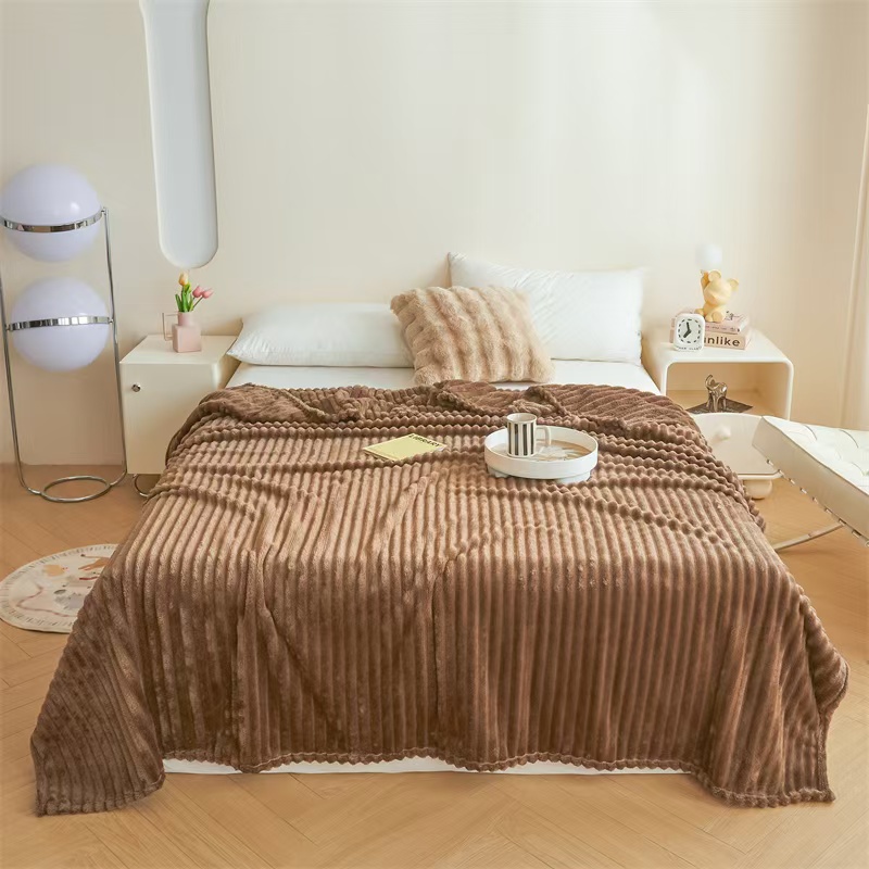 君宝印染 宽抽条毛毯 现货批发 大量供应 外贸出口 