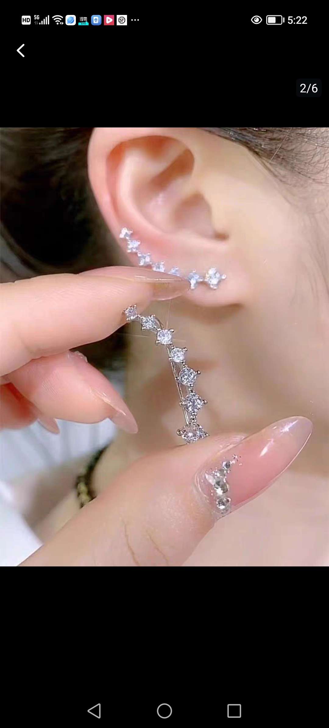 一排式锆石耳环女轻奢小众设计感高级耳钉银针防过敏时尚百搭耳饰产品图