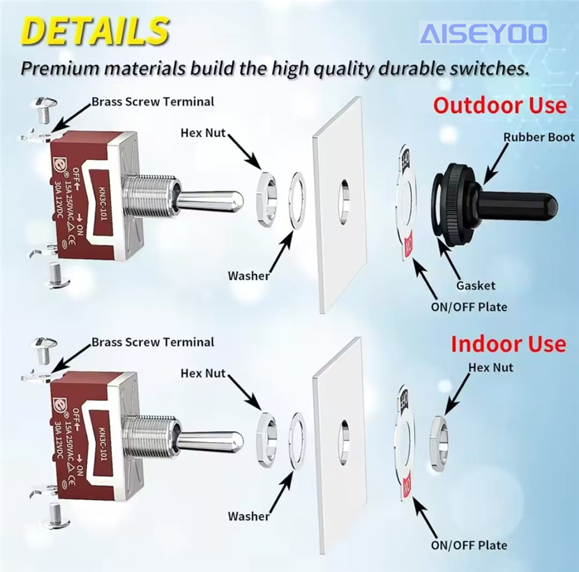 Rocker arm switch KN3C-101 toggle switch 2/3 pin 2/3 position double reset instantaneous switch rocker toggle switch knob switch details Picture