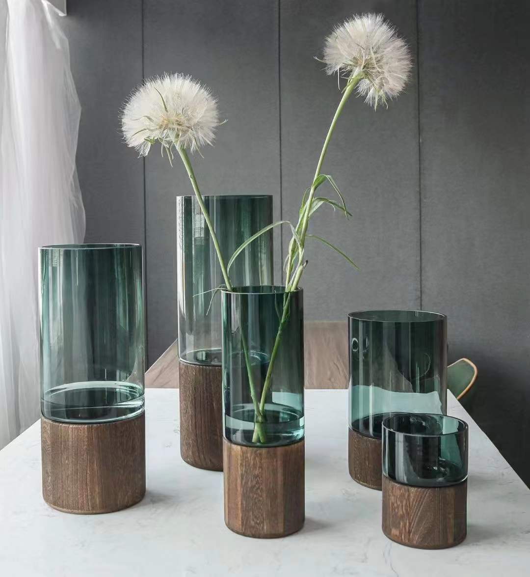 25cm玻璃花瓶 装饰花瓶 蜡烛摆件 陶瓷花瓶 简约现代家居装饰品 花瓶玻璃艺术品