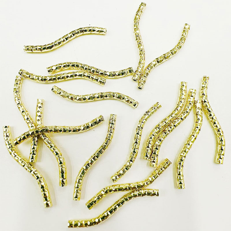 DIY accessory material wholesale, 2*25 batches of copper-plated flower S-tube imitation gold curved bracelet, curved tube accessories, clothing accessory accessories