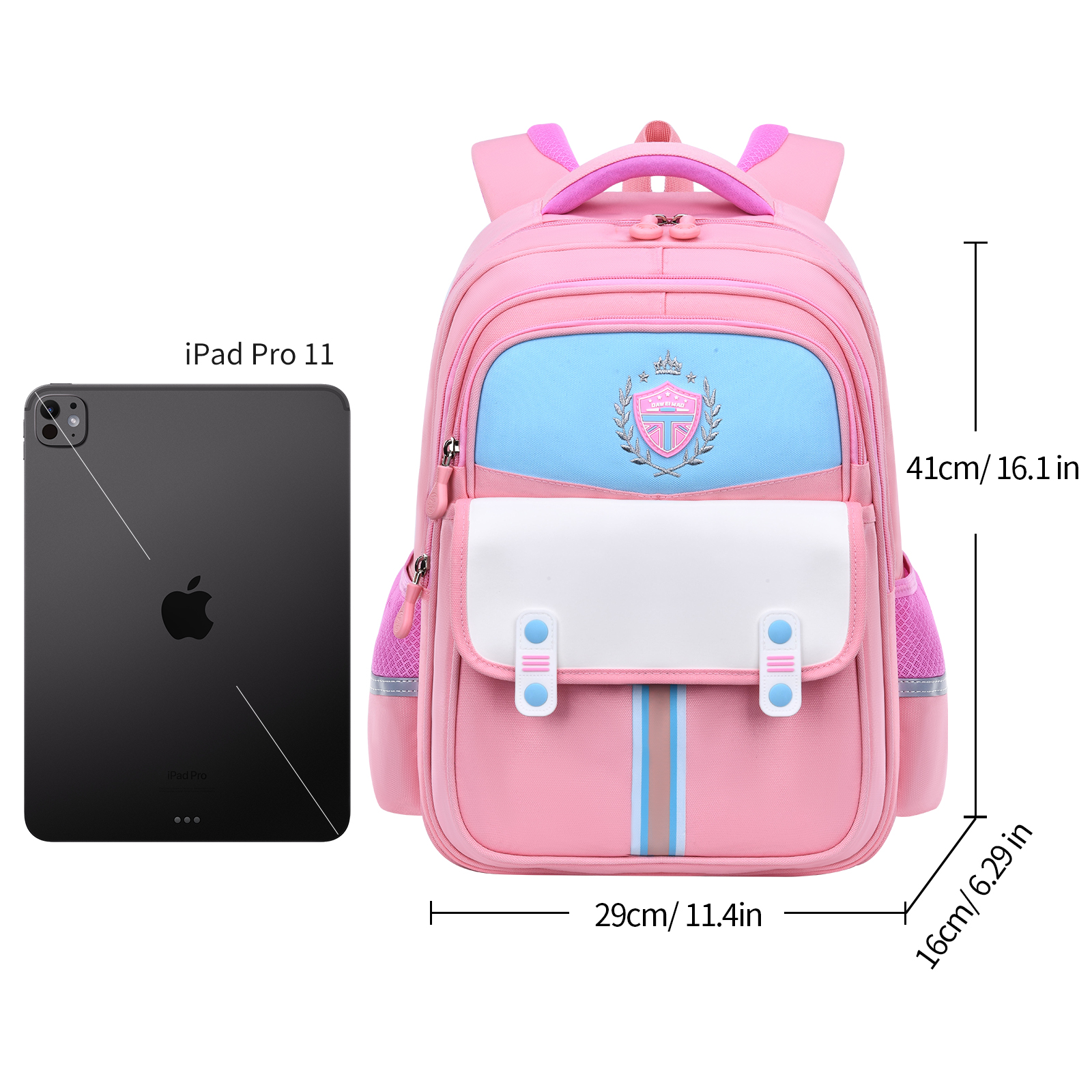 Simple and contrasting color school style, teenagers' back-protecting, pressure-reducing and waterproof backpack, large-capacity multi-functional compartment backpack for students, pressure-reducing and breathable shoulder strap design, combining fashion and functionality Specification image