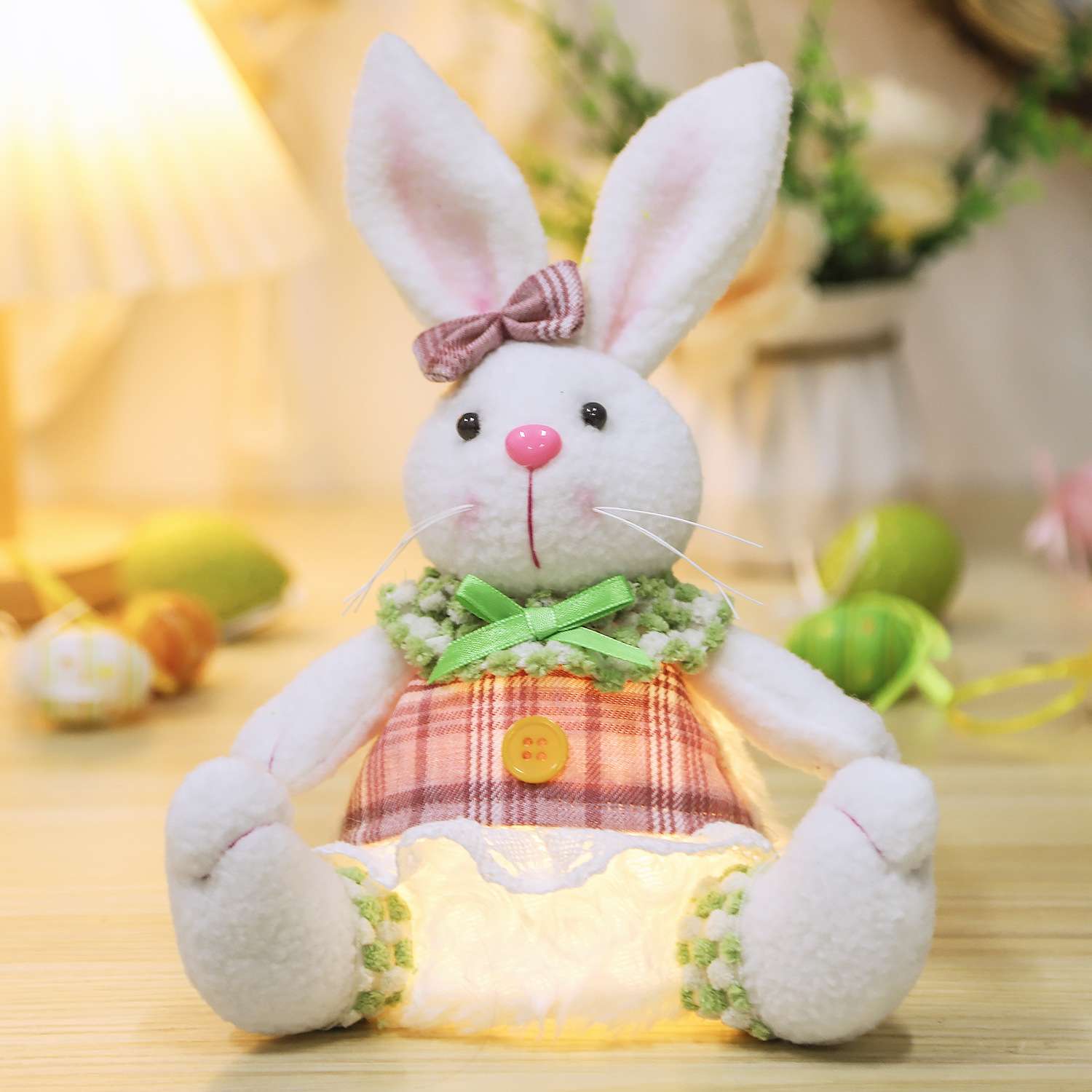 复活节装饰品新款发光兔子玩偶坐姿公仔摆件创意家居桌面装扮道具 产品图