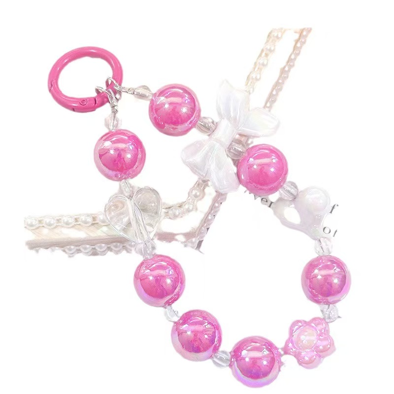 Creative and exquisite small flower-shaped mobile phone chain, mobile phone pendant, keychain decoration, beaded chain, mobile phone lanyard Item Picture