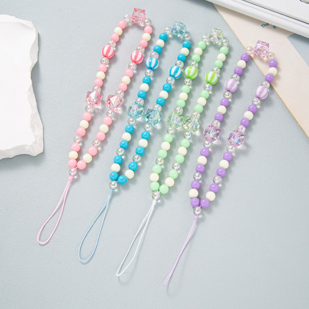ins acrylic beads, transparent acrylic square string, transparent AB colored beads mobile phone hanger