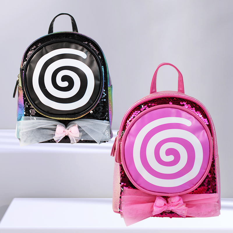 Big-tailed cat lollipop backpack, dazzling sequins, lightweight, waterproof, cute, childlike, fashionable and casual girls' kindergarten backpack Item Picture