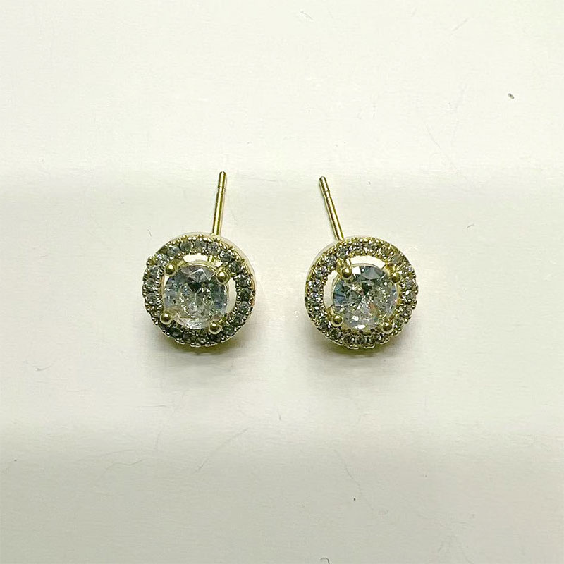 New Korean-style fashion accessories on Amazon and AliExpress, featuring round zirconia stud earrings with a simple yet sophisticated look Specification image
