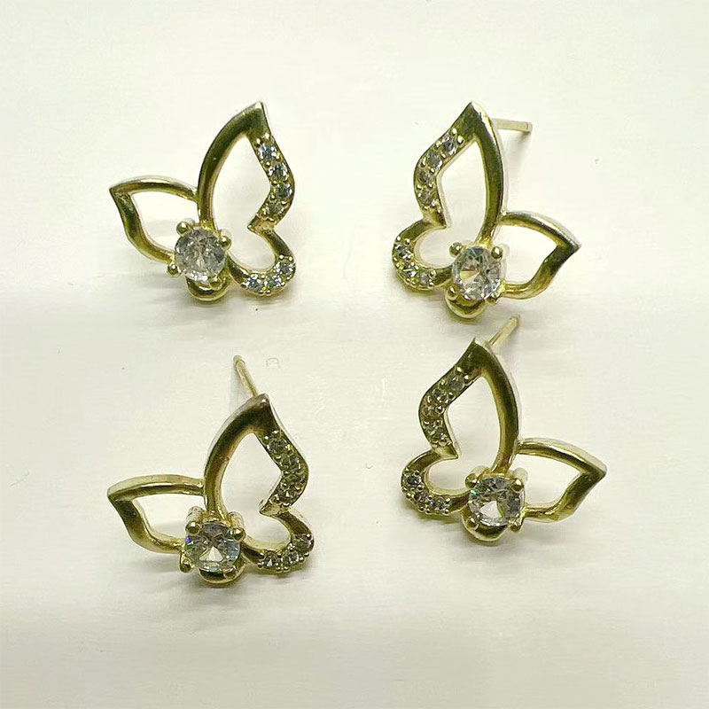 European and American style colorful bow diamond-encrusted stud earrings, simple, small, individual and fashionable summer mini and simple earrings