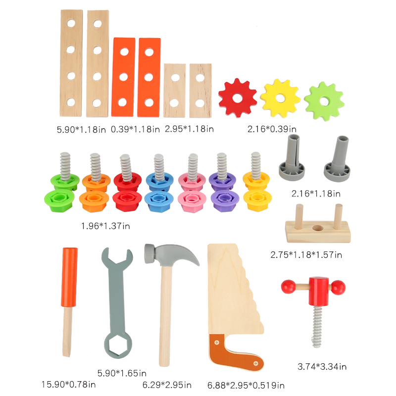 Early childhood education toolbox simulation disassembly maintenance screw nut workbench educational toy Specification drawing