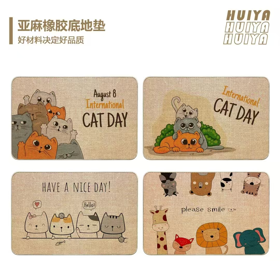 Thin fine linen printed floor mat, anti-slip mat, foot mat, door mat, bathroom mat, kitchen 2-piece set, floor mat, carpet, linen absorbent mat, good quality, multiple patterns, size 38*58CM Item Picture