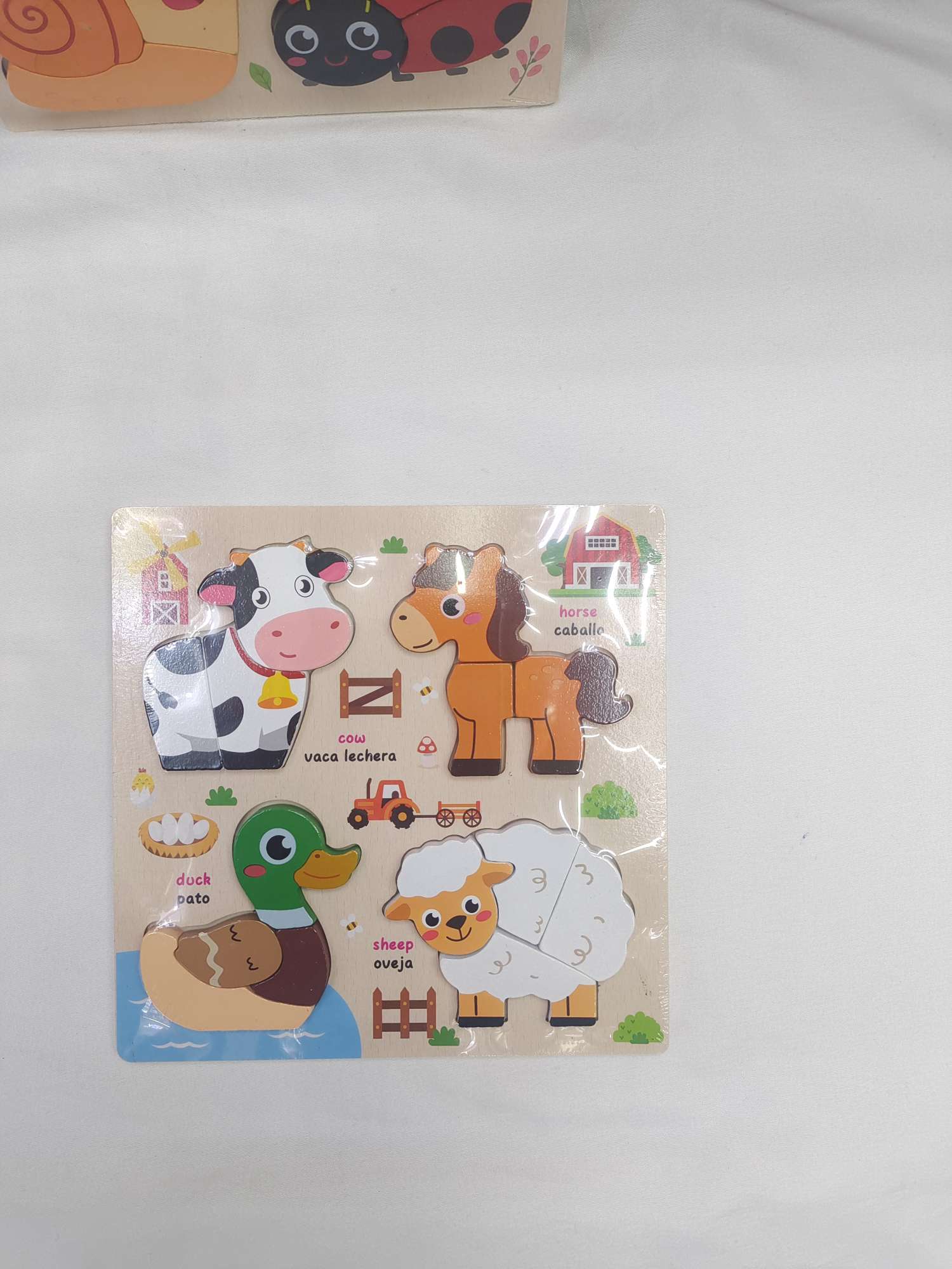 Baby jigsaw puzzles 0 to 3 years old 1 Children's three-dimensional board early education and intelligence toys 2 Wooden Montessori matching building block Jigsaw puzzles Children's cartoon wooden jigsaw puzzles detail image 4