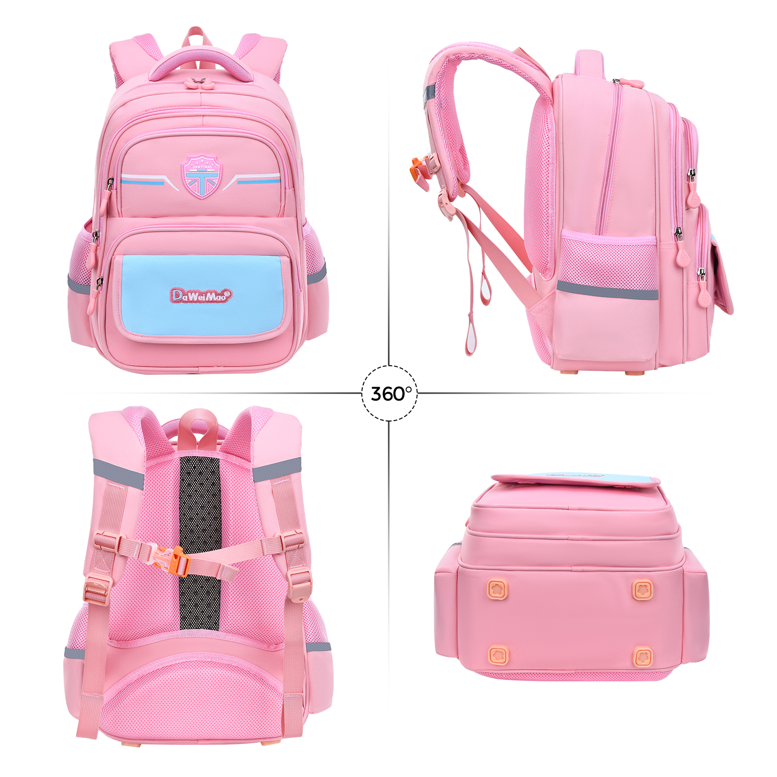 British minimalist color-blocking letter backpack, large-capacity layered design schoolbag, teenagers' back-protecting, pressure-reducing, waterproof, tear-resistant and wear-resistant outdoor casual backpack details Picture