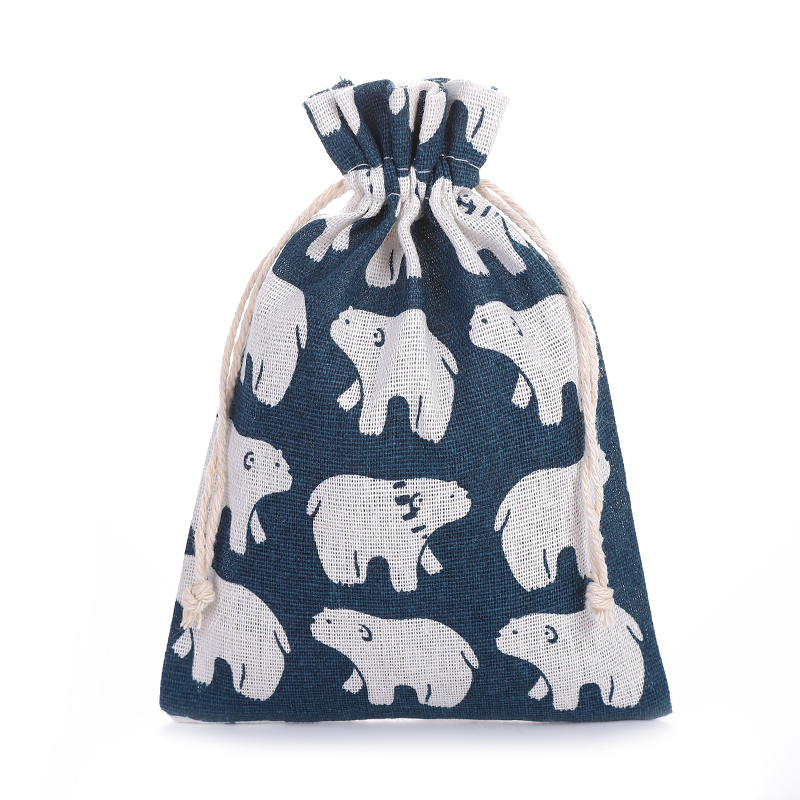 13*18 cotton and linen fabric printed rabbit gift bag, drawstring bag, mosquito repellent bag, dried flower bag, packaging bag Specification image