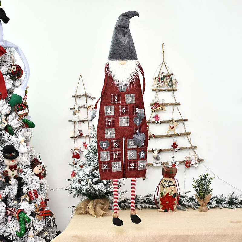 新款圣诞节装饰品麻布机绣森林人挂历鲁道夫创意倒计时挂历 圣诞袜装饰品详情图6