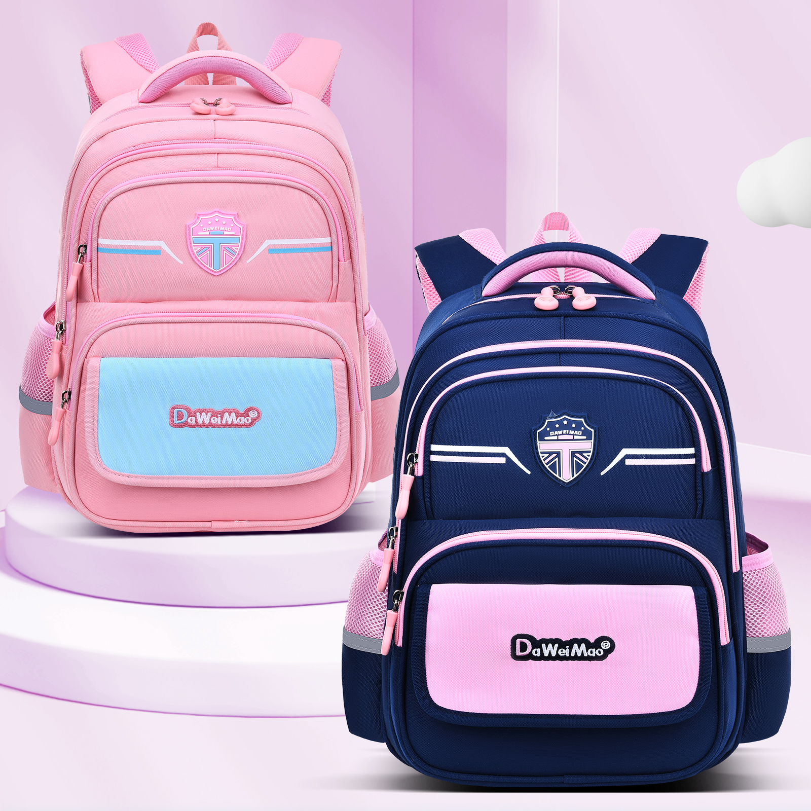 British minimalist color-blocking letter backpack, large-capacity layered design schoolbag, teenagers' back-protecting, pressure-reducing, waterproof, tear-resistant and wear-resistant outdoor casual backpack Item Picture
